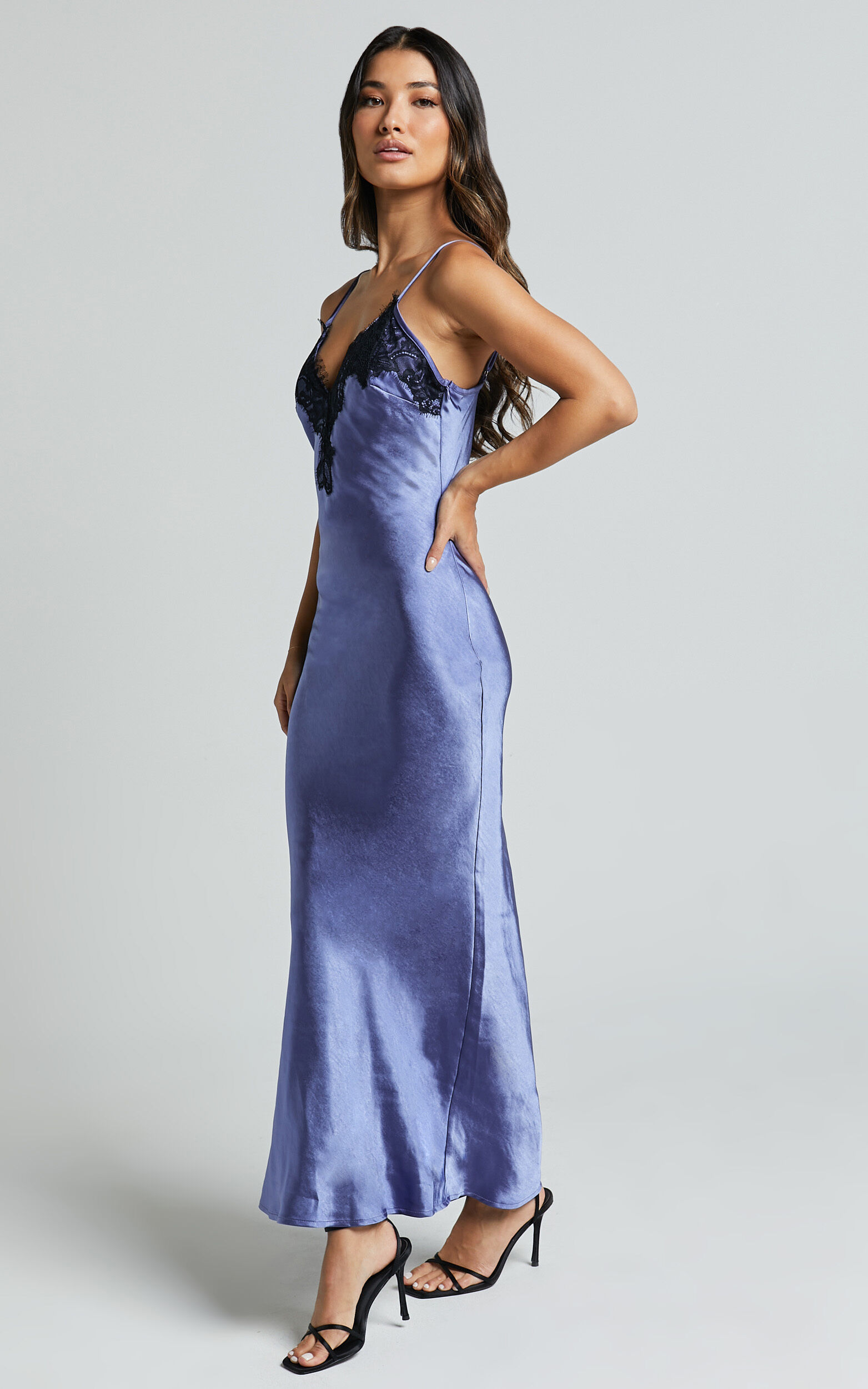 Lace trim satin dress store