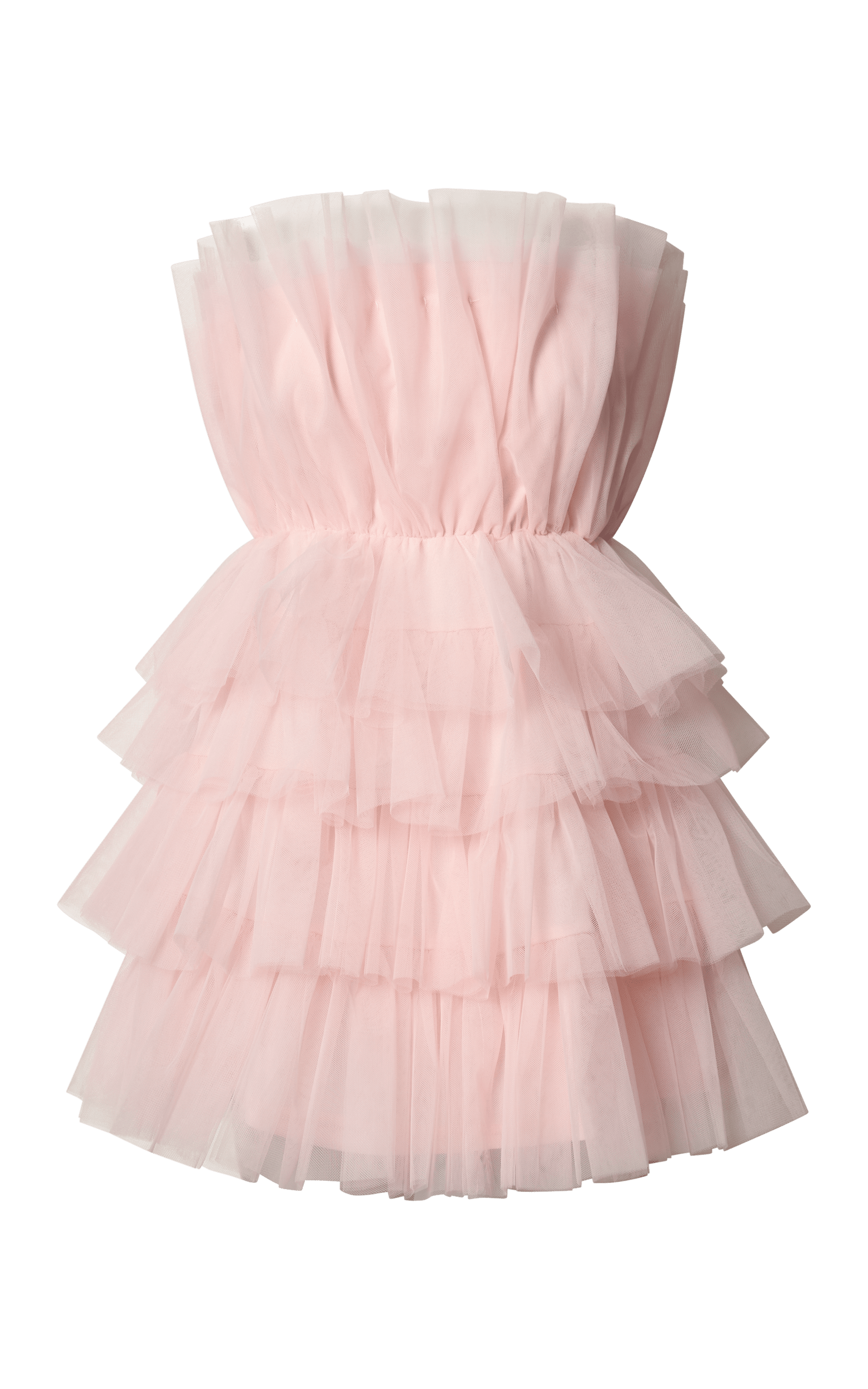 Allora Mini Dress - Tiered Tulle Fit and Flare Dress in Pale
