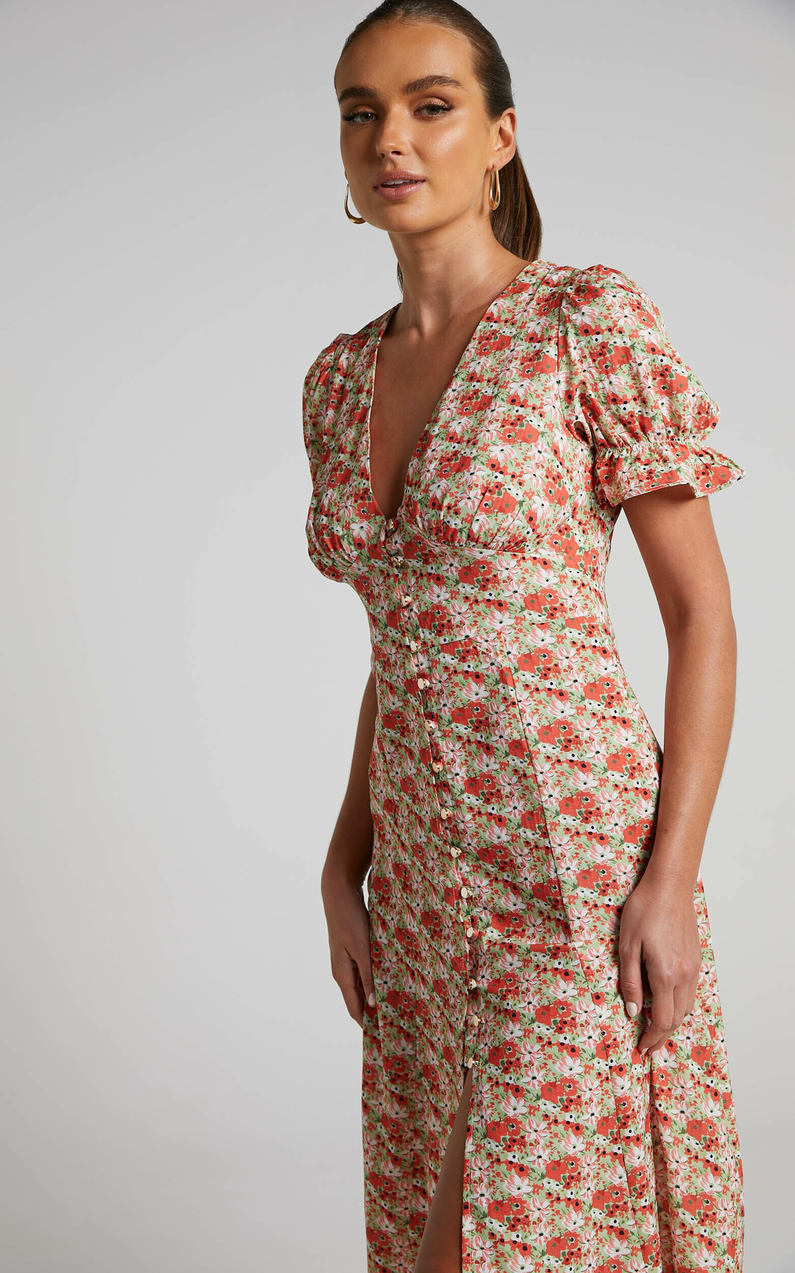 Button down floral best sale dress