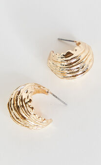 Georgie Earrings - Ridged Hoop Earrings in Gold
