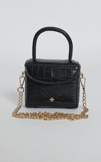 Peta and Jain - Georgia Mini Chain Bag In Black Croc