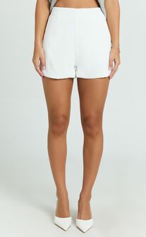 Marlena Shorts - High Waisted A Line Tailored Shorts in White
