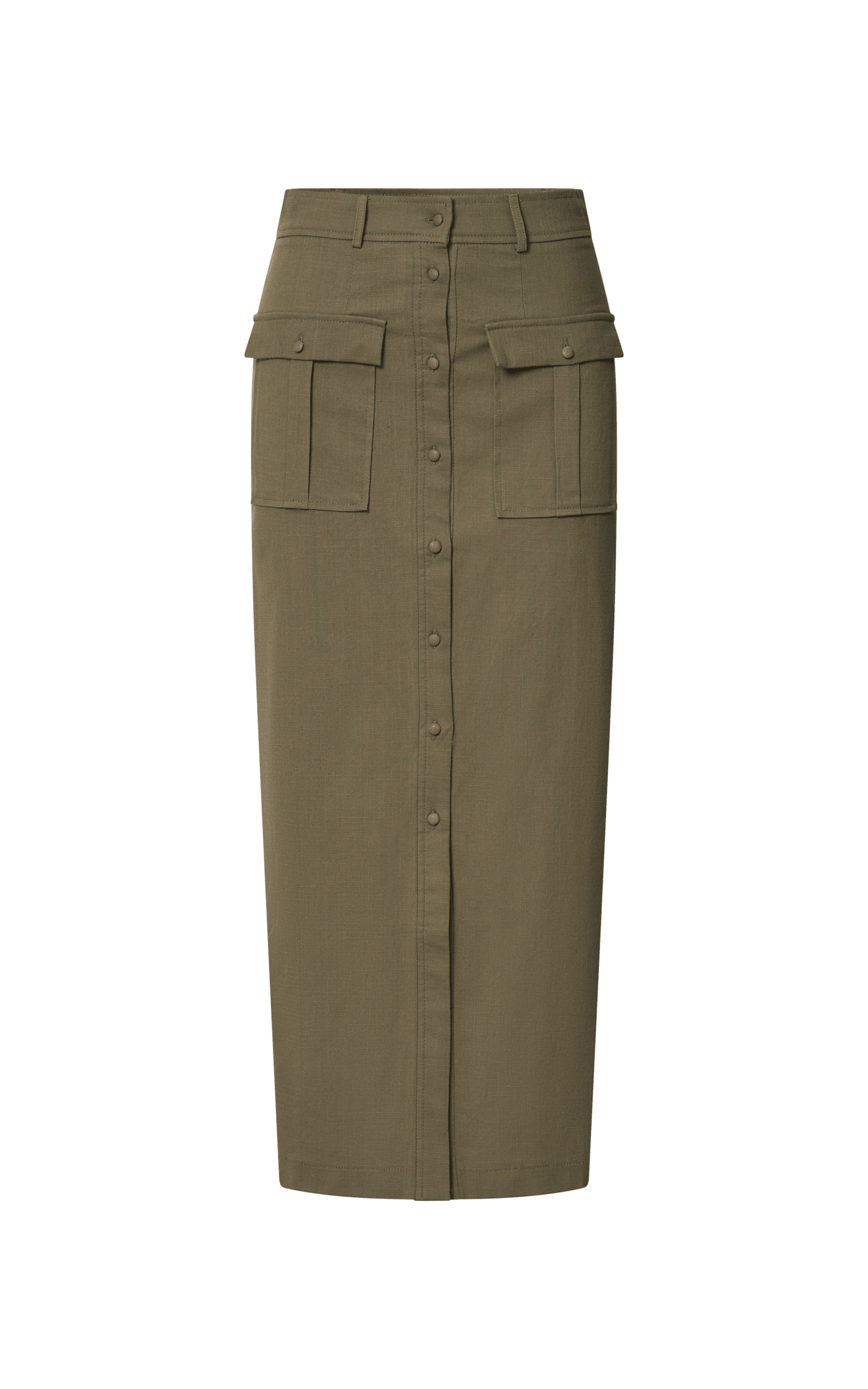Davina Two Piece Set Button Front Top and Midi Skirt Set in Khaki Showpo USA