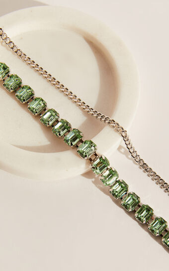 Riccie Multipack Necklace in Green and Silver