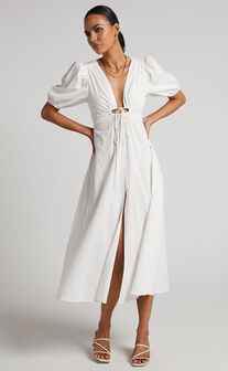 Annita Mini Dress - Scalloped Trim Strapless Dress in White