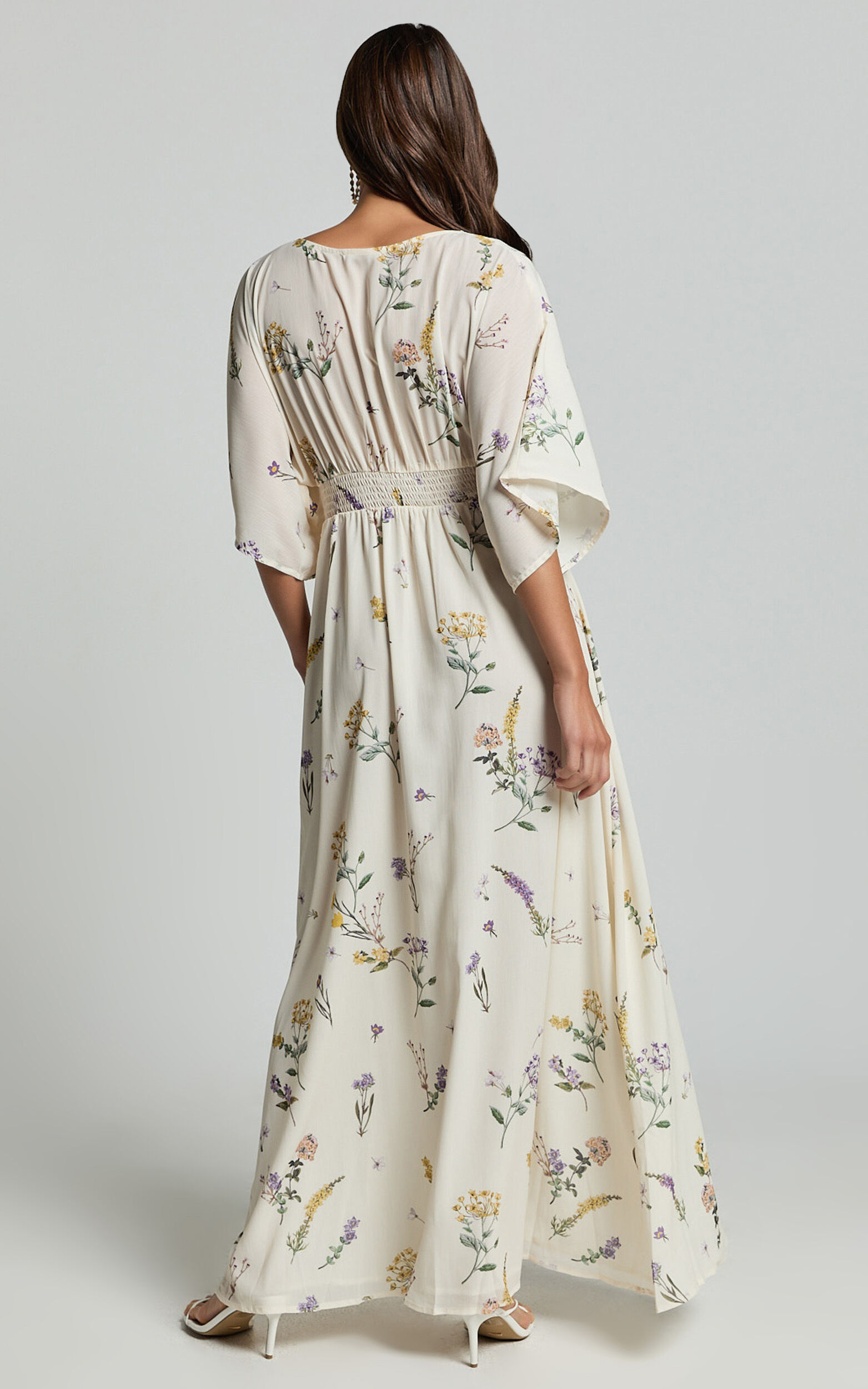 Inka Midi Dress - Short Sleeve Button Down Dress in Botanical Floral ...