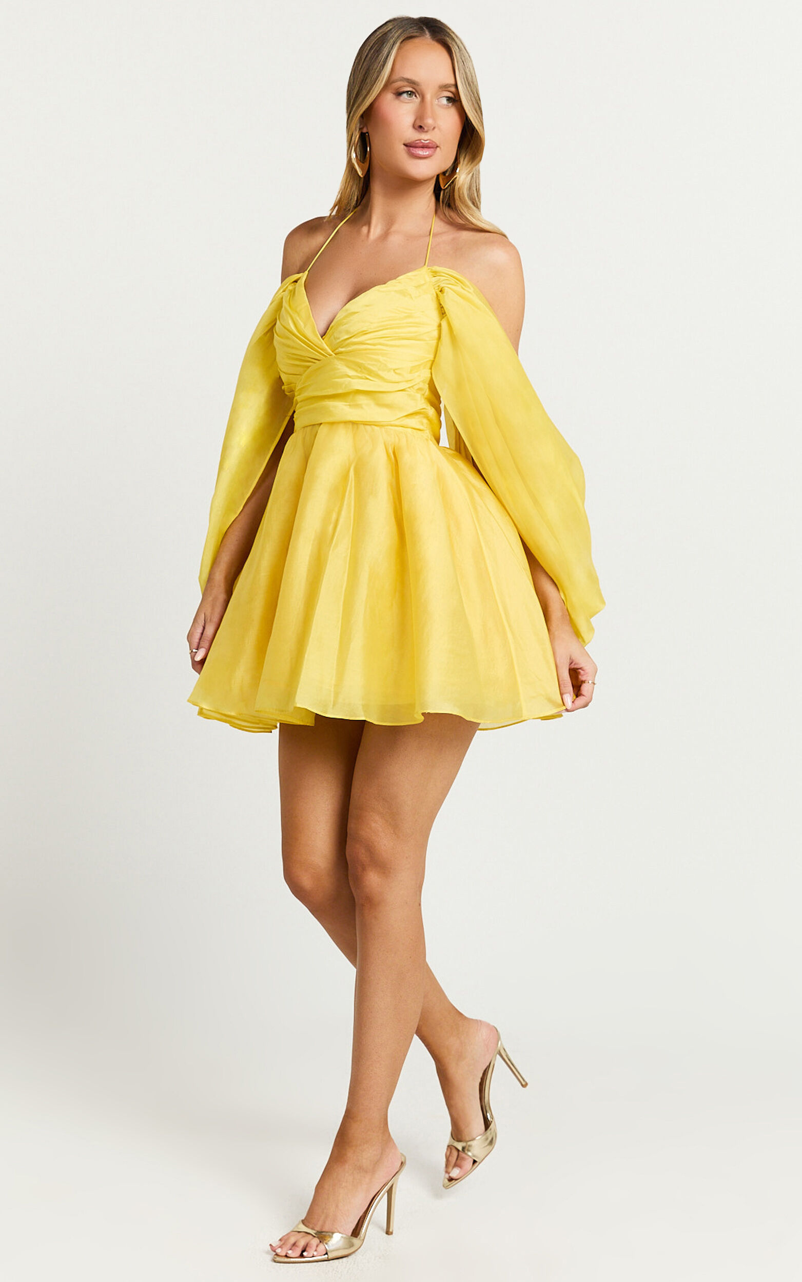 Amalie The Label - Thalia Sweetheart Off Shoulder Mini Dress in Yellow ...