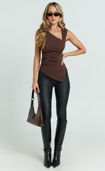 Vivian Pants - High Waisted Coated Skinny Pants in Black