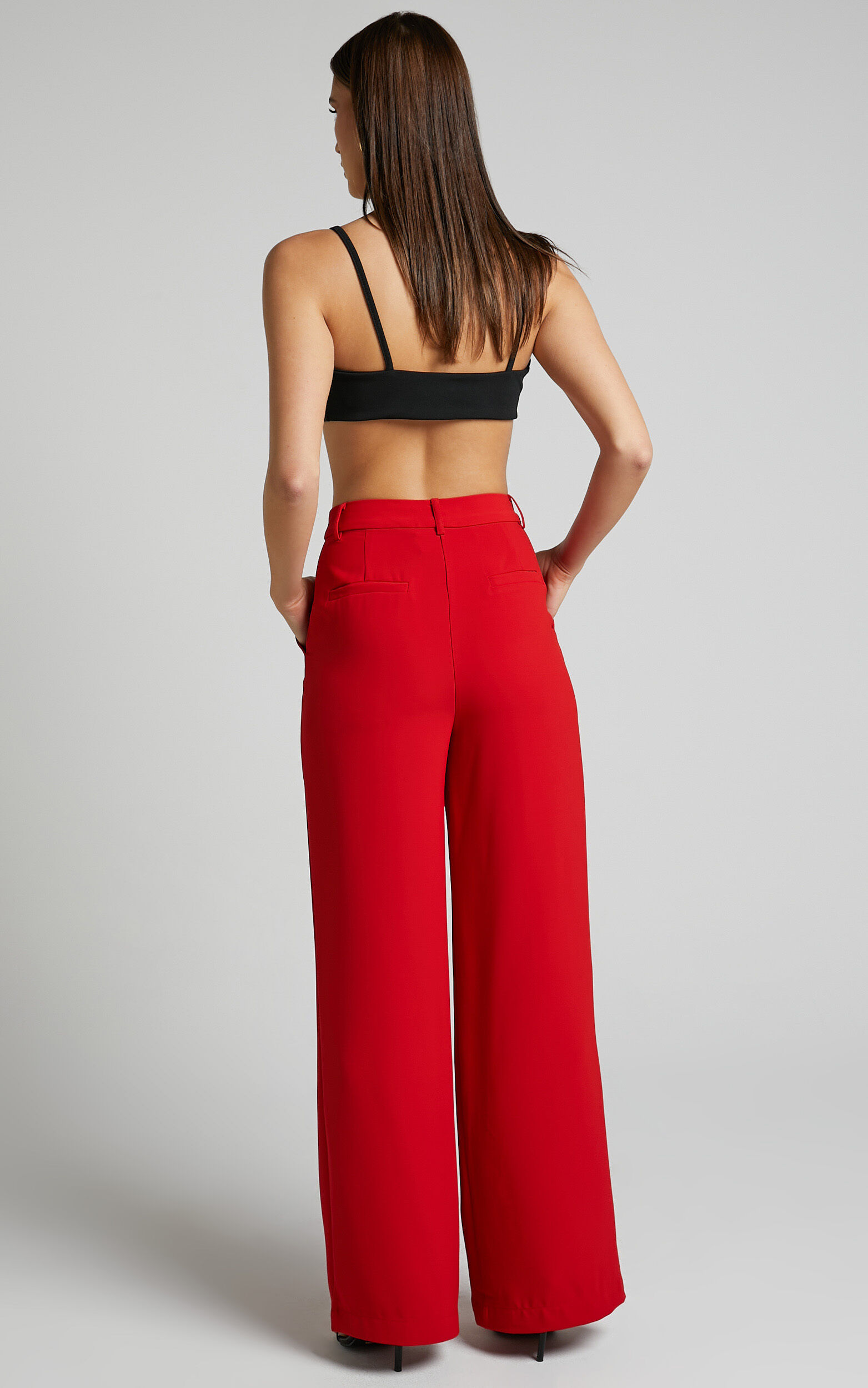 Plus Red High Waisted Wide Leg Pants