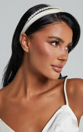 Lauren Headband - Pearl Double Headband in White