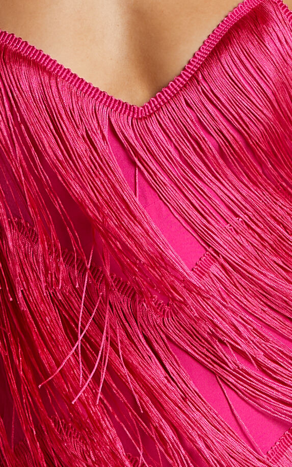 Zara pink fringe dress sale