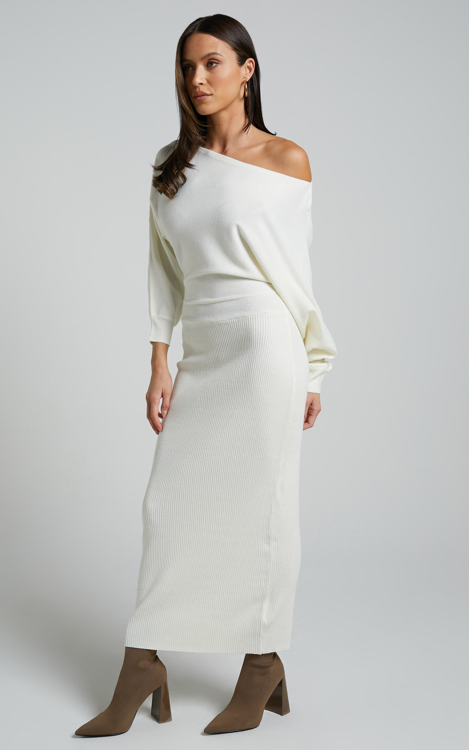 Asymmetrical bell sale sleeve dress