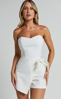 Irie Top - Linen Look Sweetheart Strapless Corset Top in White