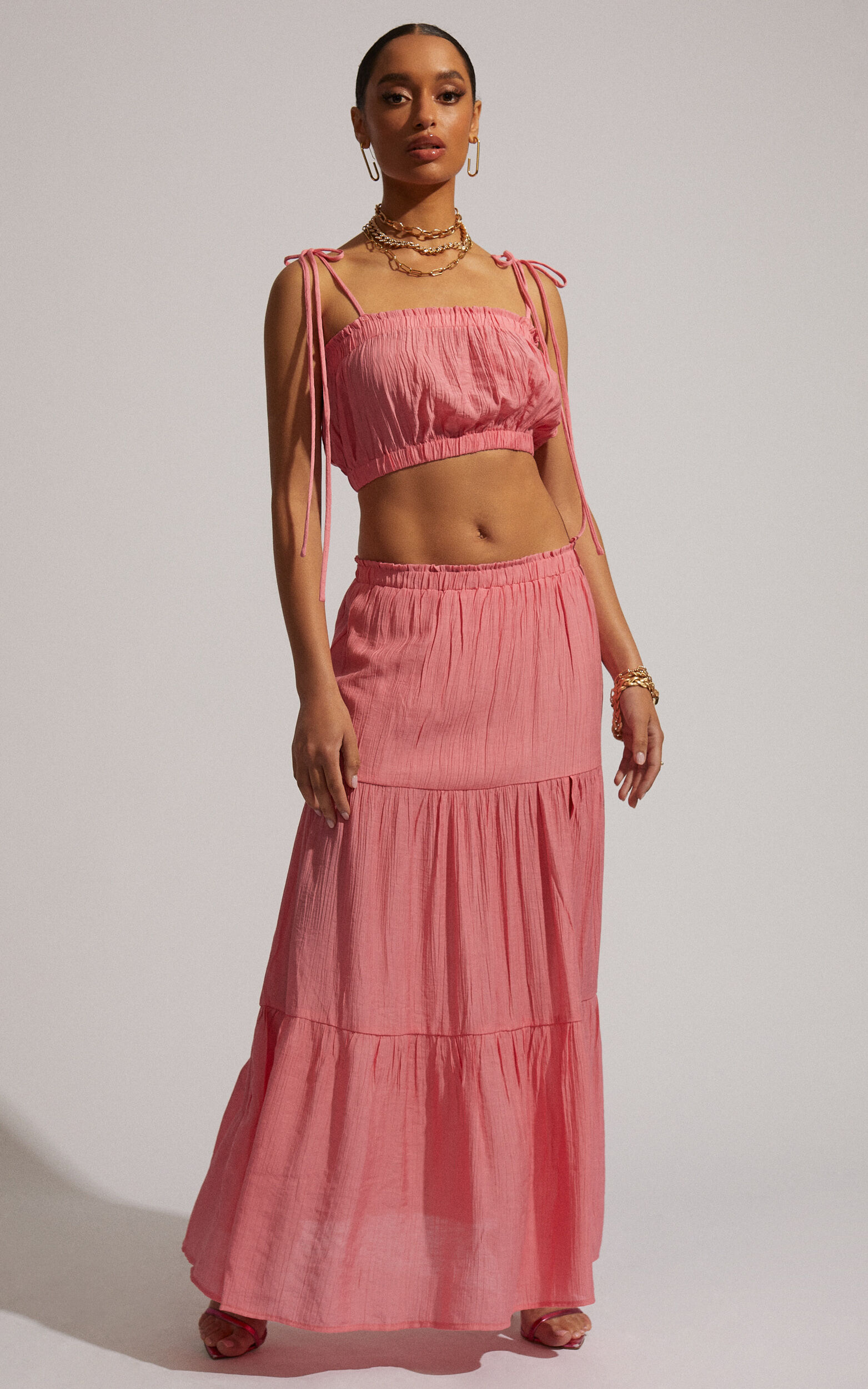 Layered skirt with deals crop top
