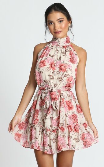 Celeste Mini Dress In Rose Floral