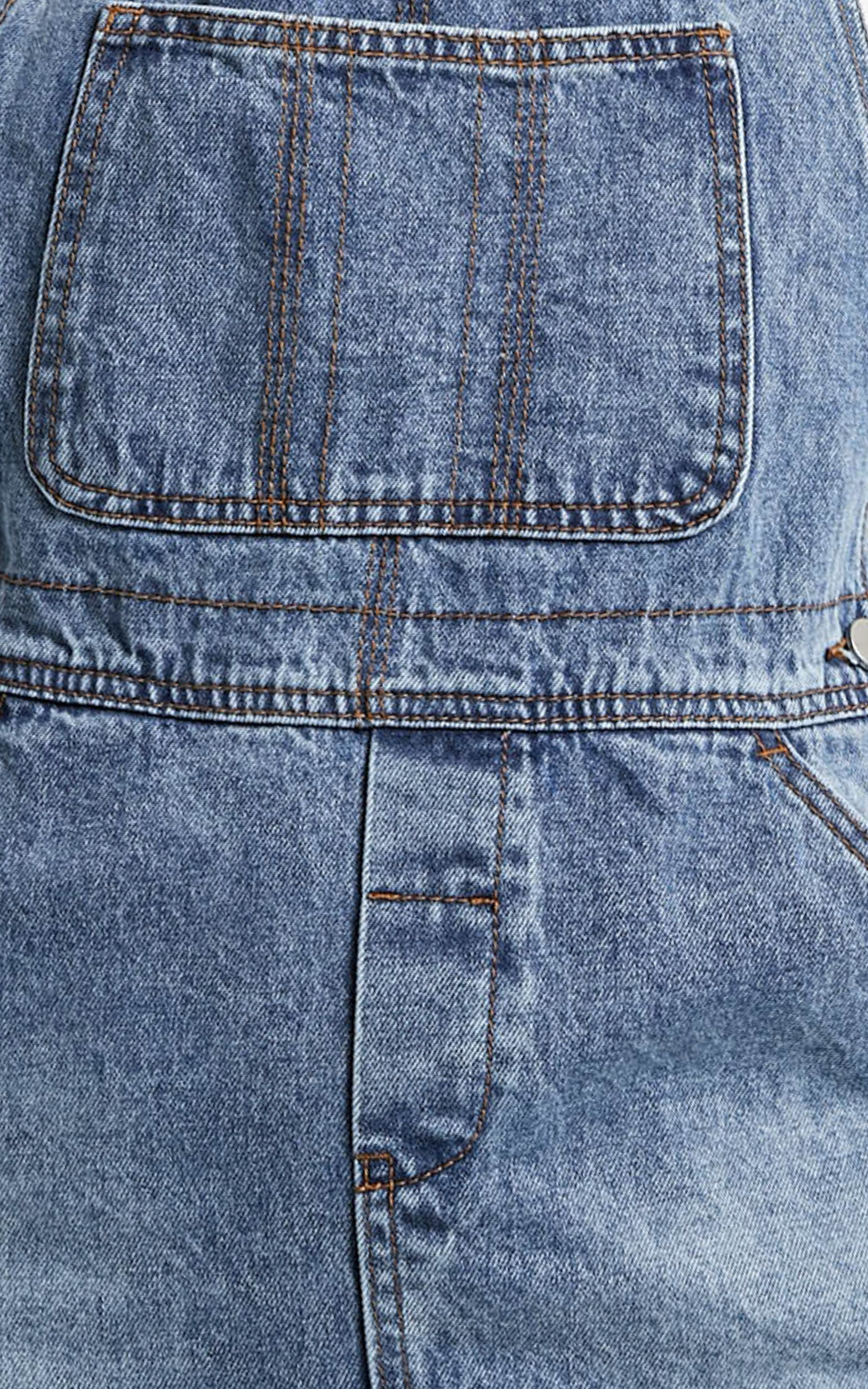 Syden Mini Dress - Overall Denim Dress in Sunday Blue