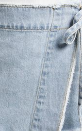 Ellyza Skort - Recycled Cotton Frayed Edge Wrap Denim Skort in Mid Blue ...