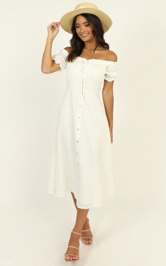 Beachside Sounds Dress In White