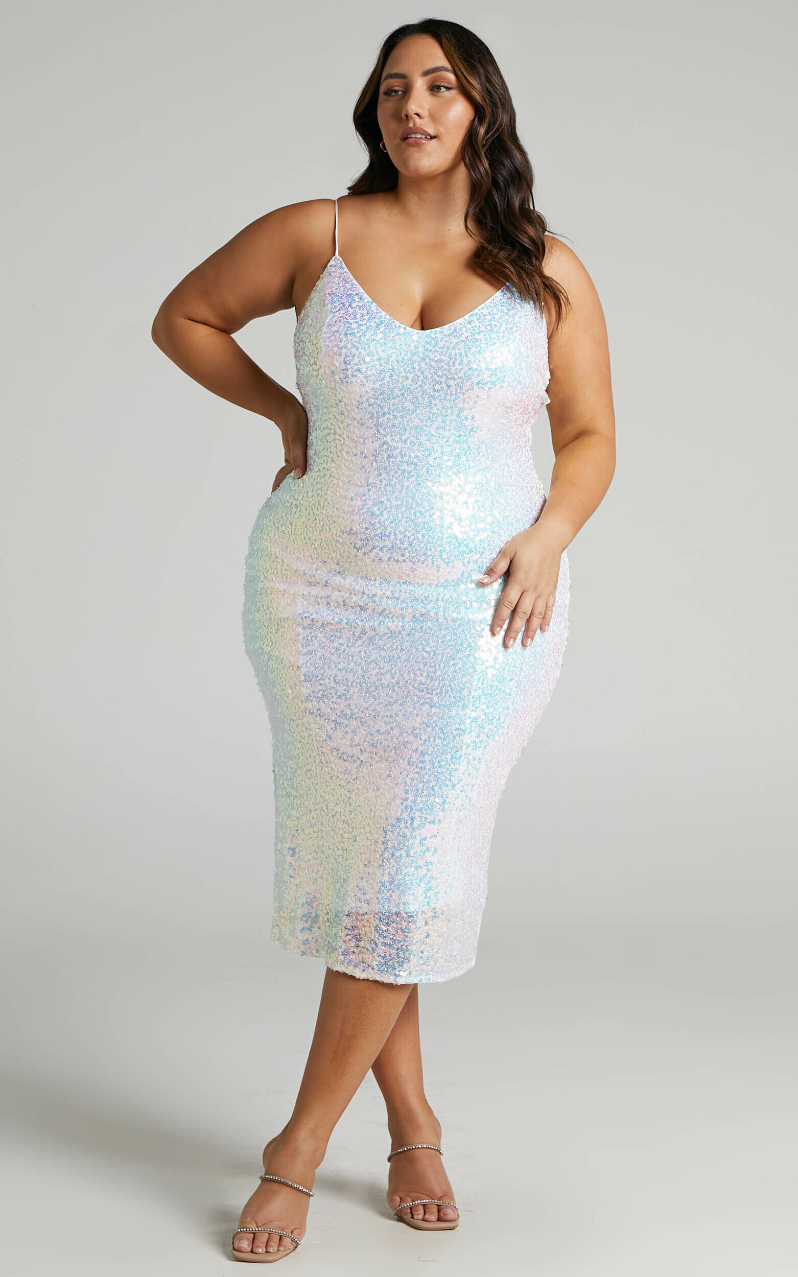 Seeing double sequin slip dress ivory new arrivals