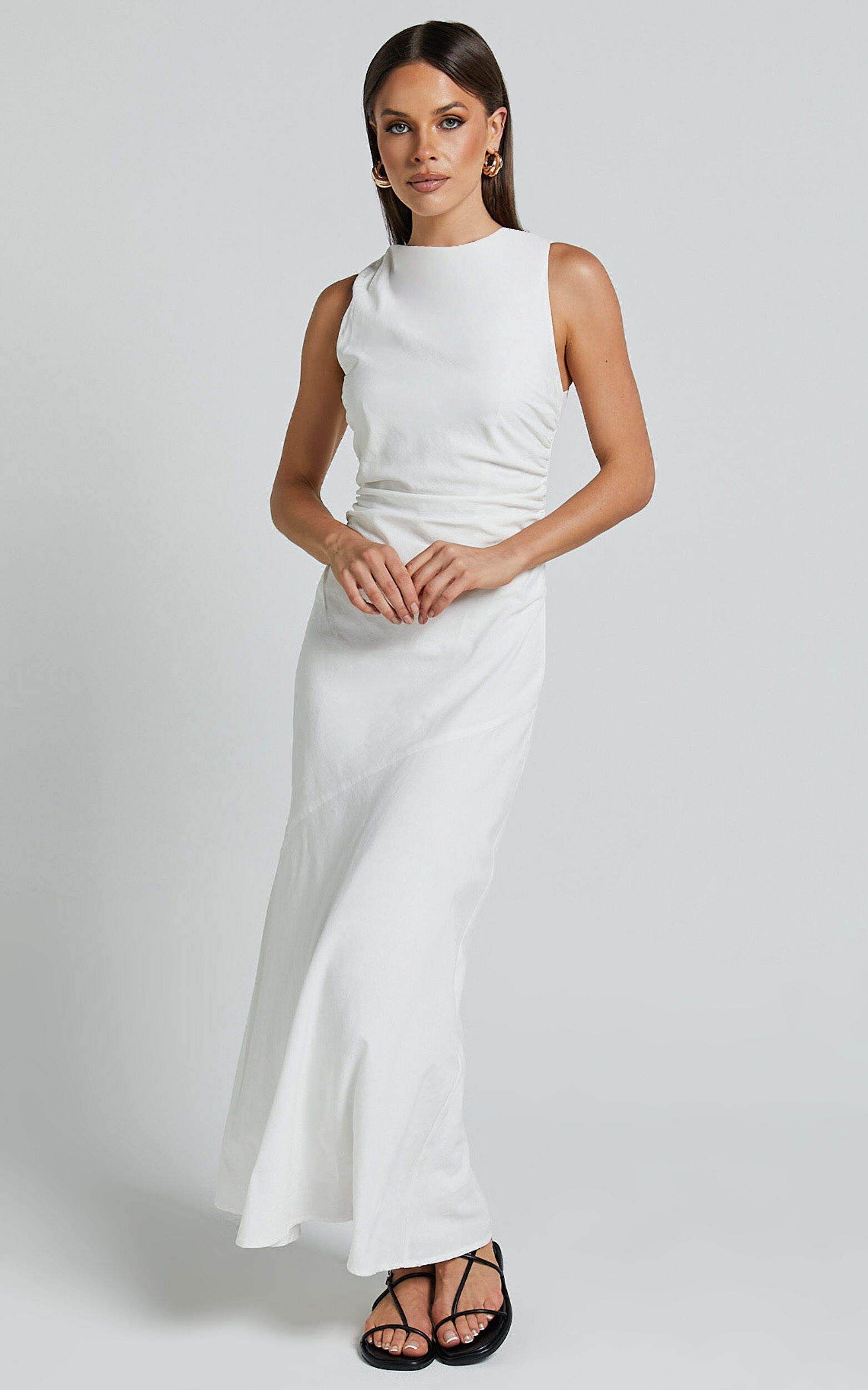 White high neck midi dress new arrivals