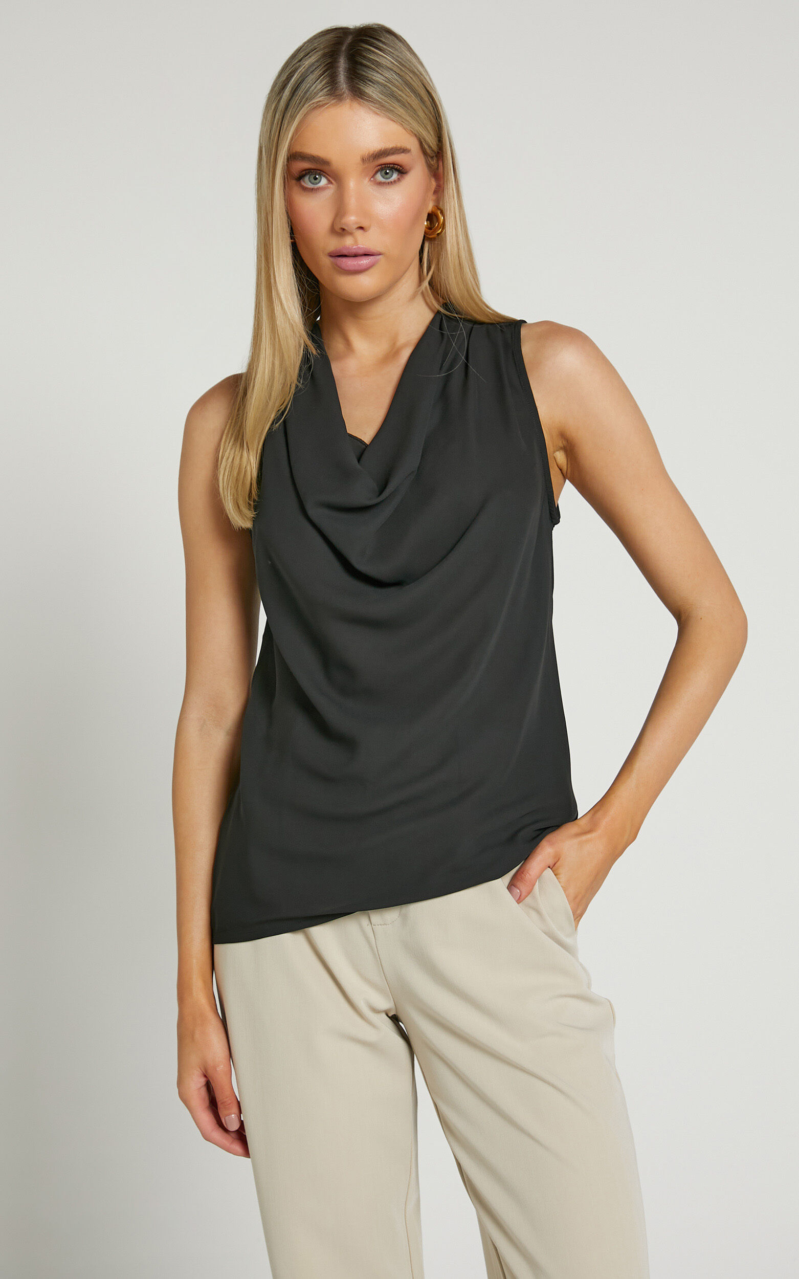 Cowl neck sleeveless top hotsell