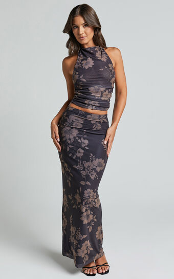 Everly Maxi Skirt - High Waisted Bodycon Skirt in Seraphina Print