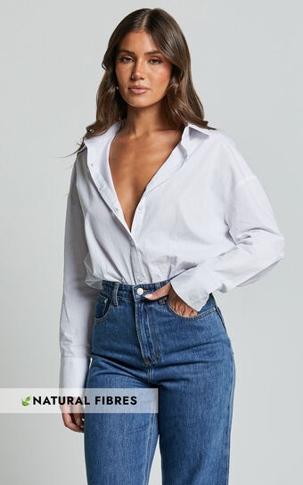Terah Shirt - Button Up Shirt in White Showpo