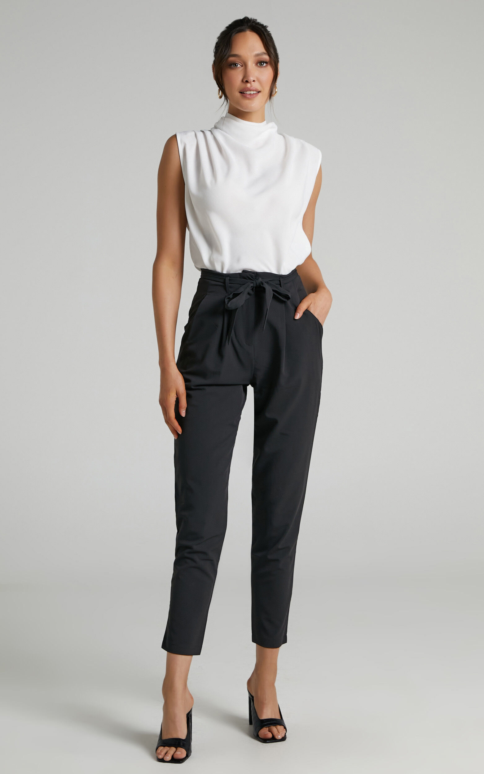 Raegen Pant High Waist Tapered Leg Pant in Black Showpo USA
