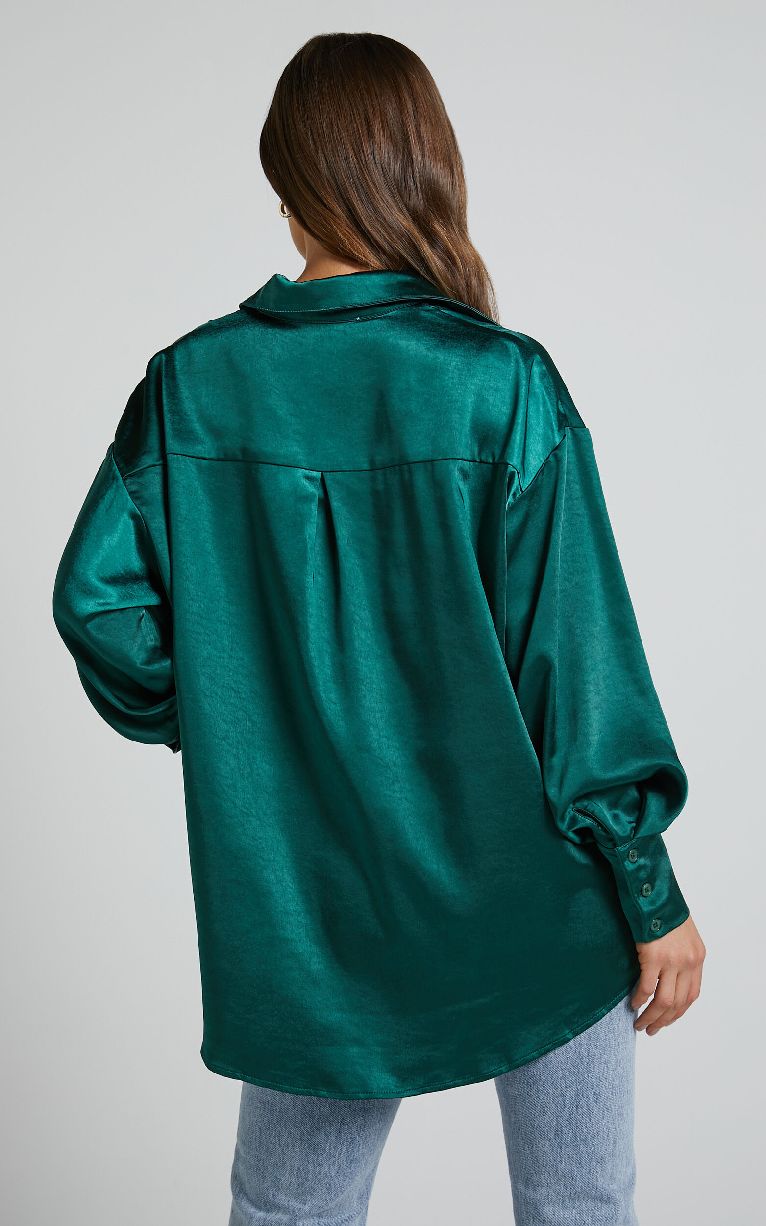Green satin button up new arrivals