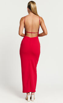 Ralphie Midi Dress - Backless Slip Dress in Red