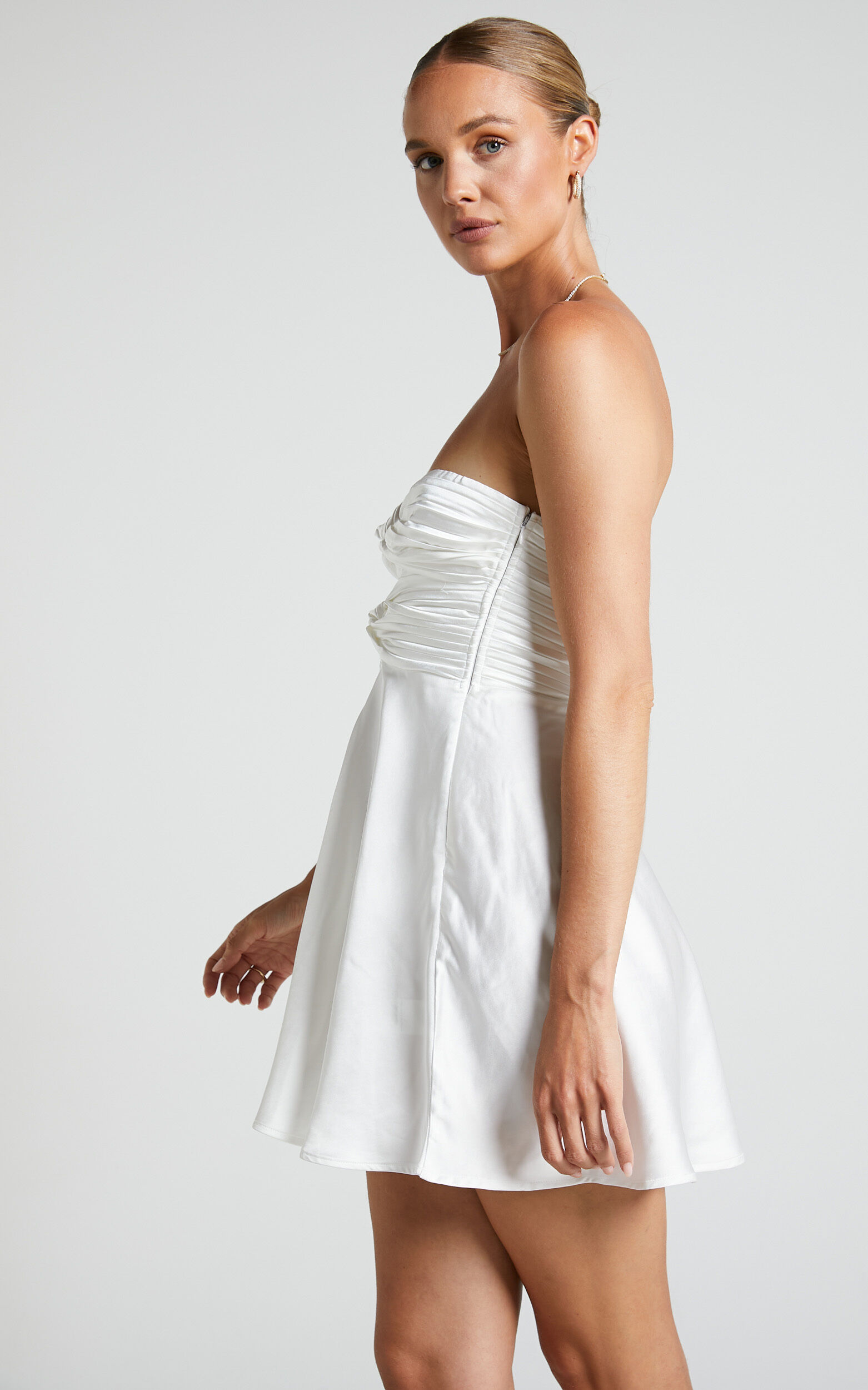 Strapless white sales slip dress
