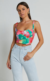 Peggy Top - V Neck Crop Top in Pearl
