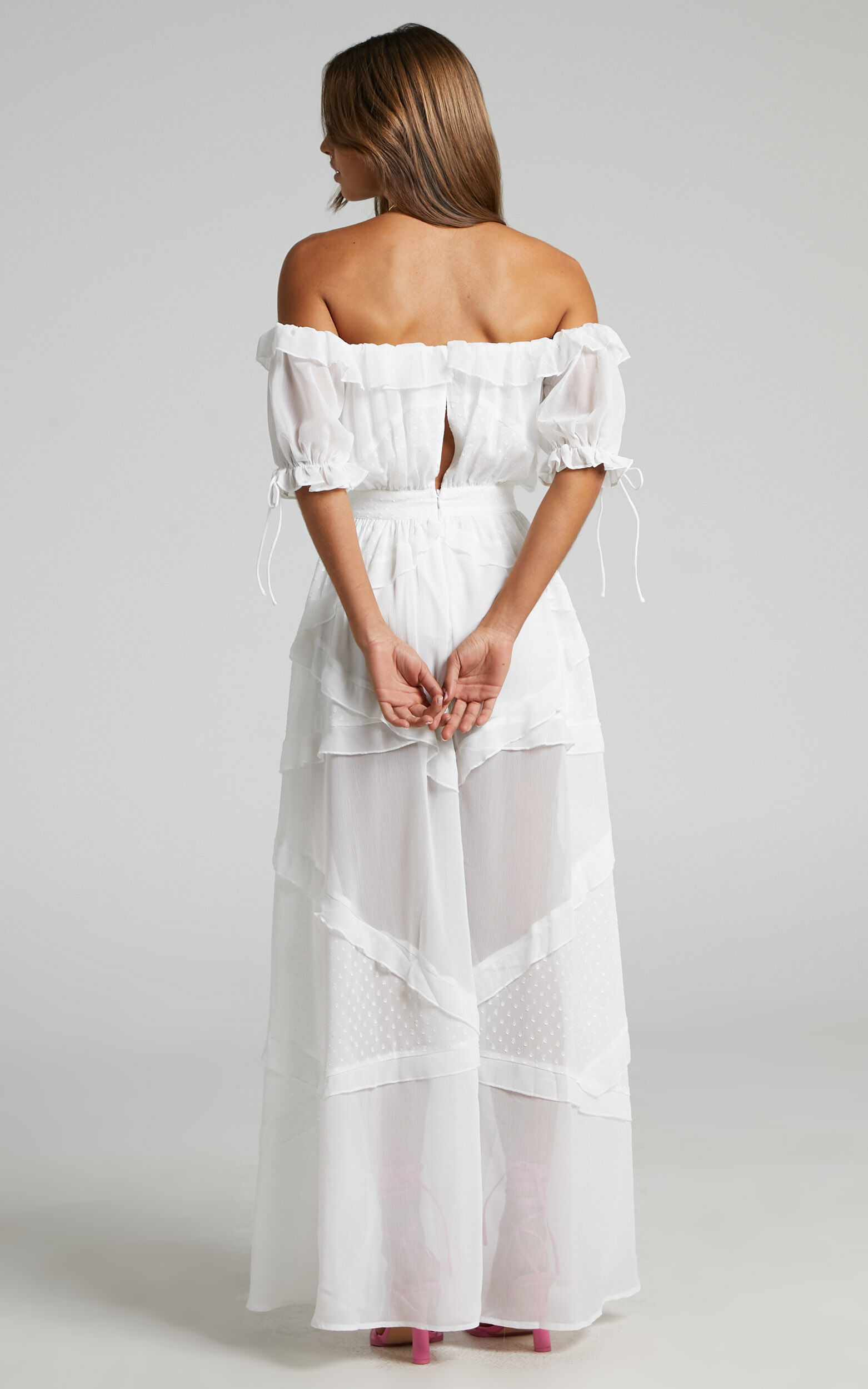 Tie front off hot sale shoulder dress