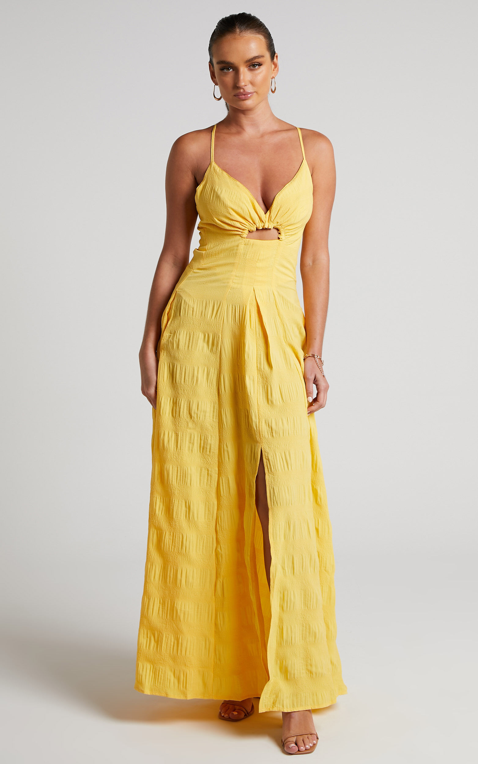 Yellow maxi shop dress with split