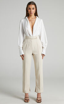 Rogers Pants - High Waisted Pants in Beige