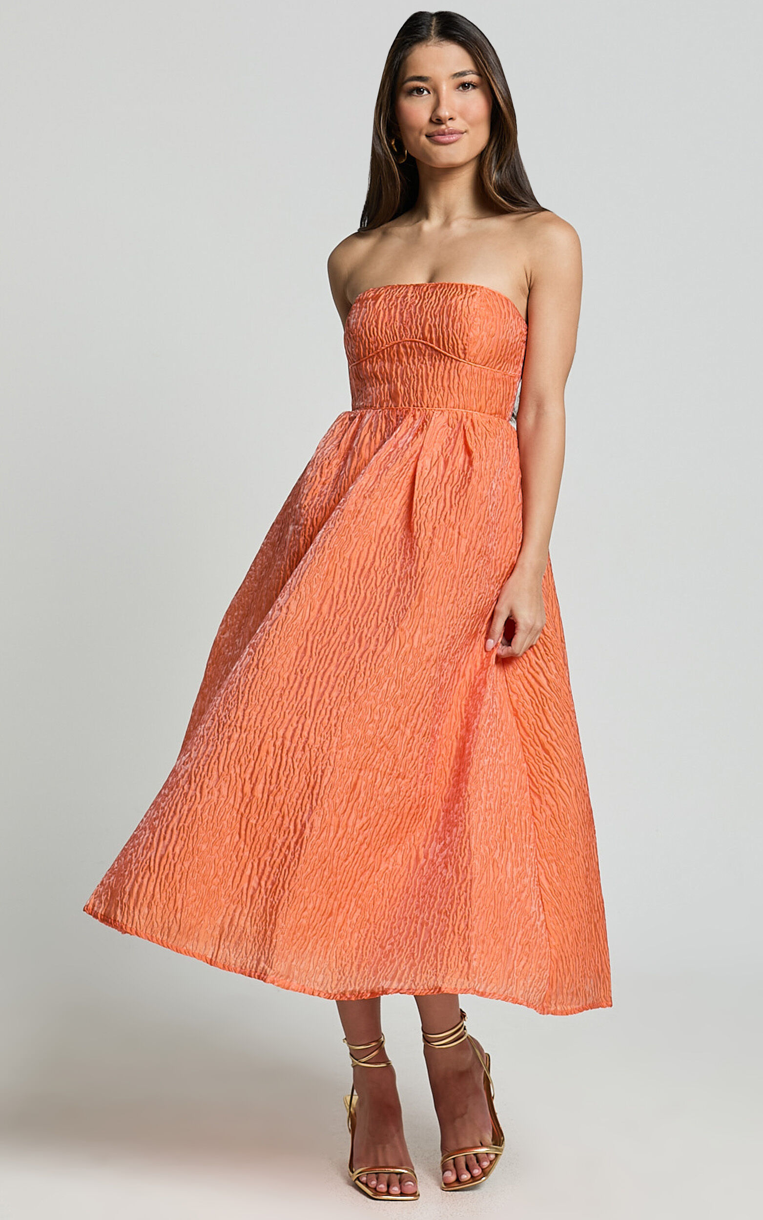 Orange flare dress top