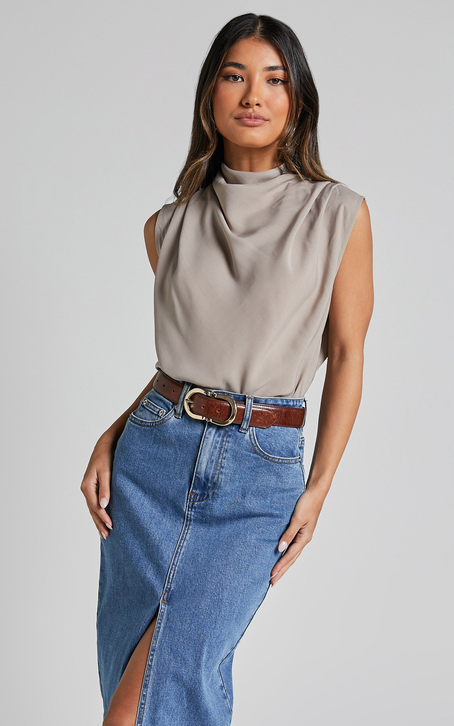Grey high hotsell neck top