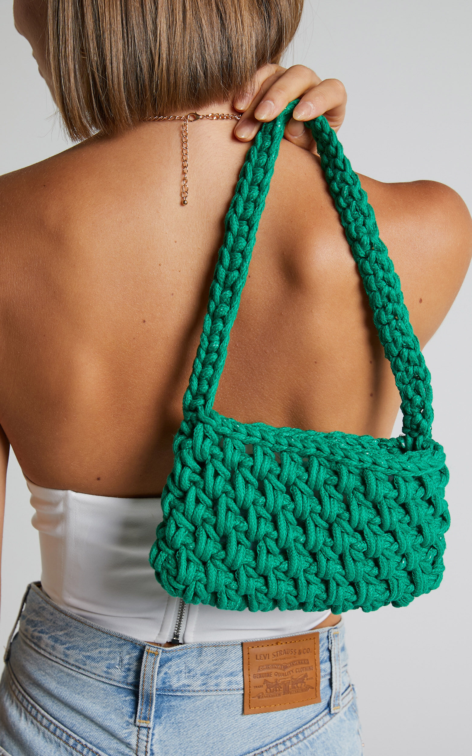 Crochet shoulder bag top