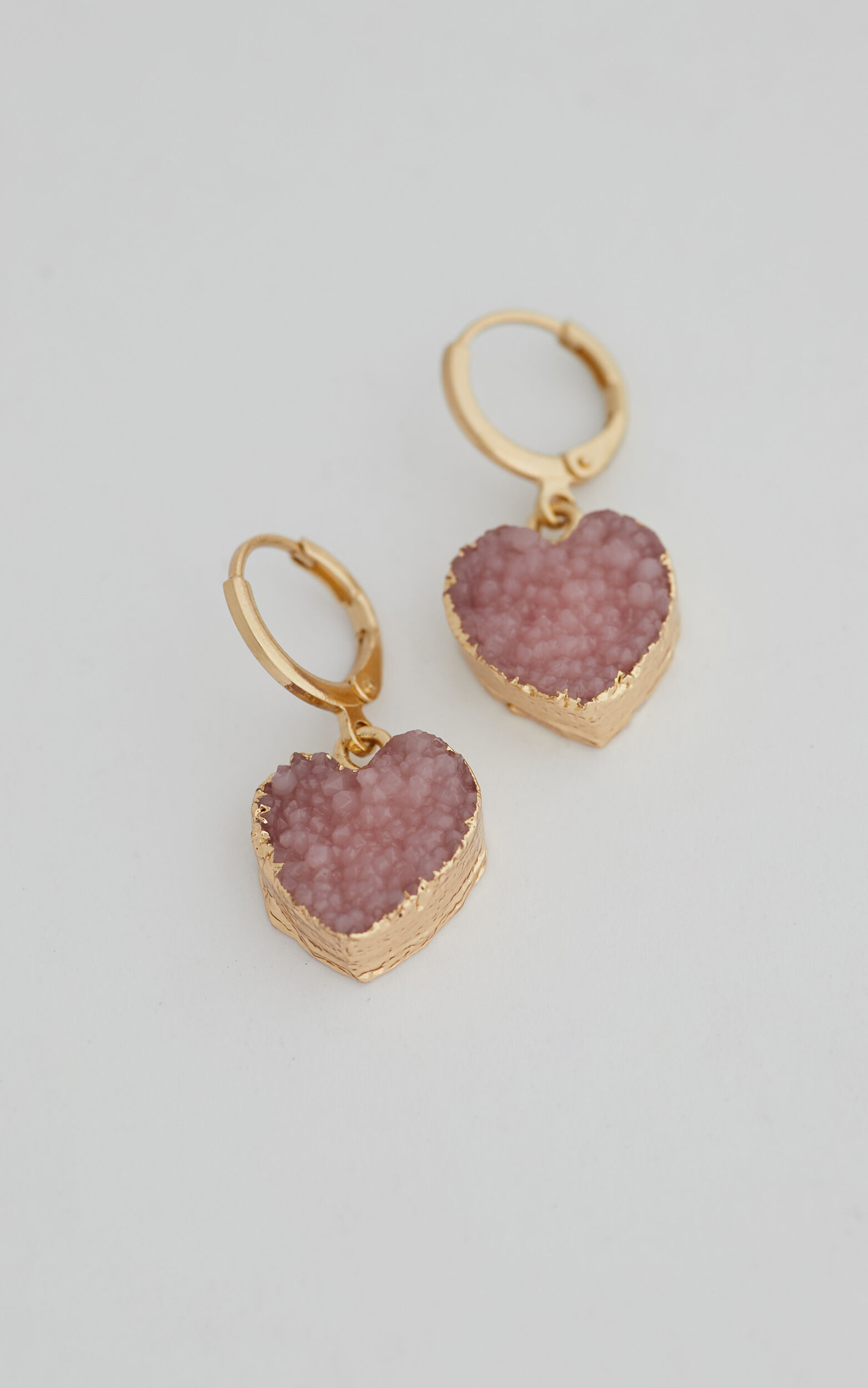 Sintra Gem Heart Drop Earrings in Gold / Pink - NoSize, PNK1