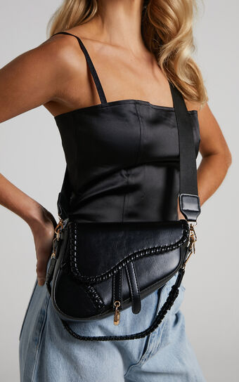 Joerena Bag - Two Strap Saddle Crossbody Bag in Black