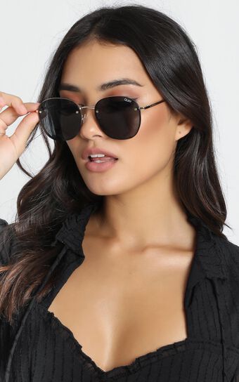Quay - Jezabell Rimless Sunglasses In Gold And Smoke Lens