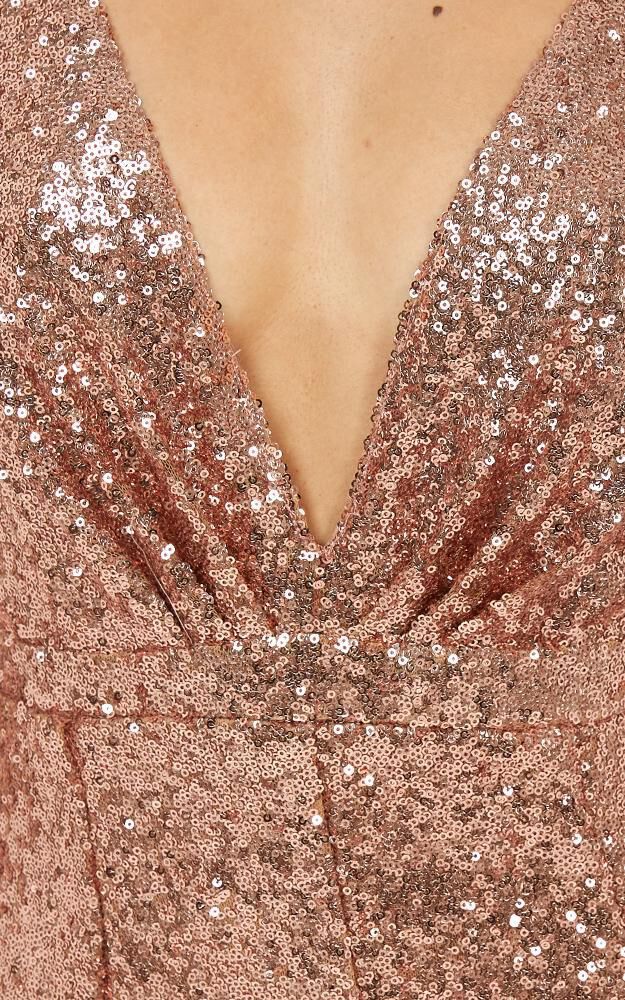 Doing My Thing Dress In Rose Gold Sequin Showpo
