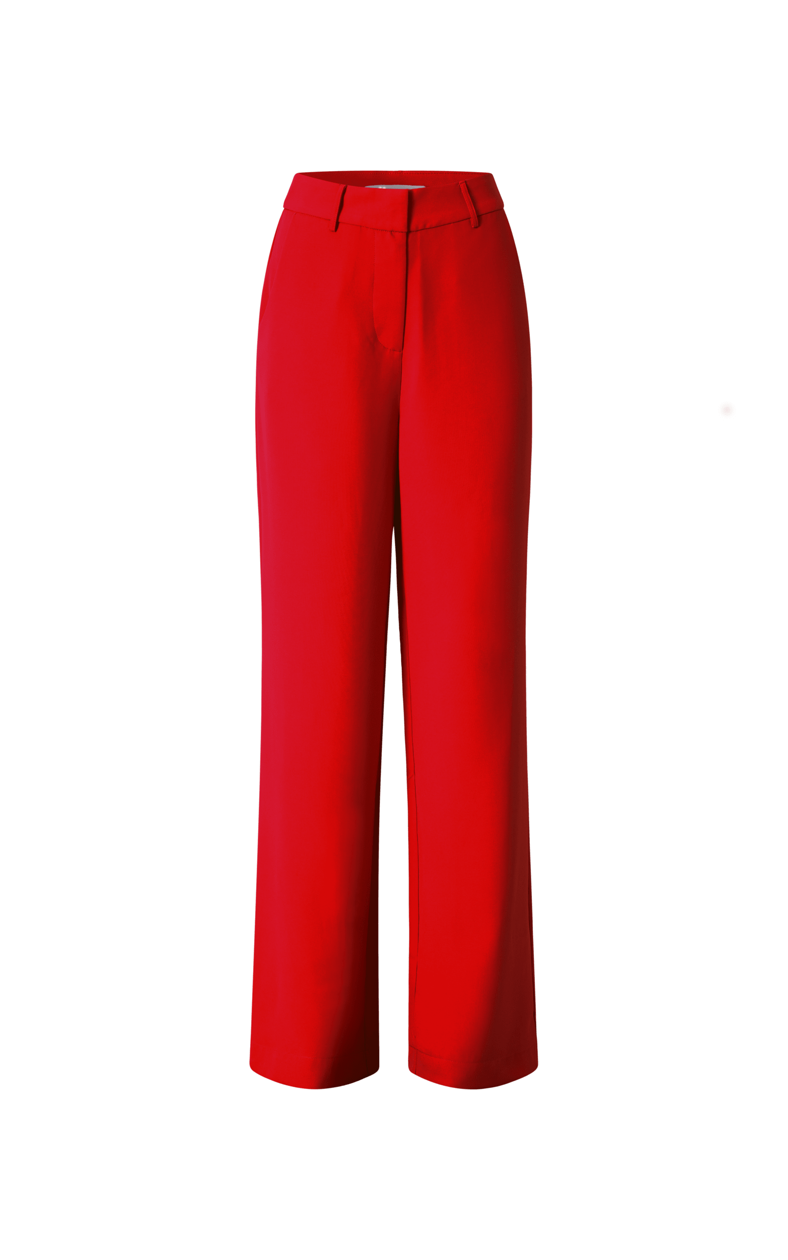 Red Wide Leg Pants With High Front Slit, Red High Waist Palazzo