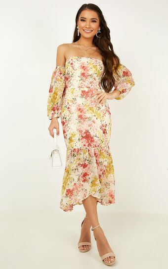 Forever You And Me Dress In White Floral