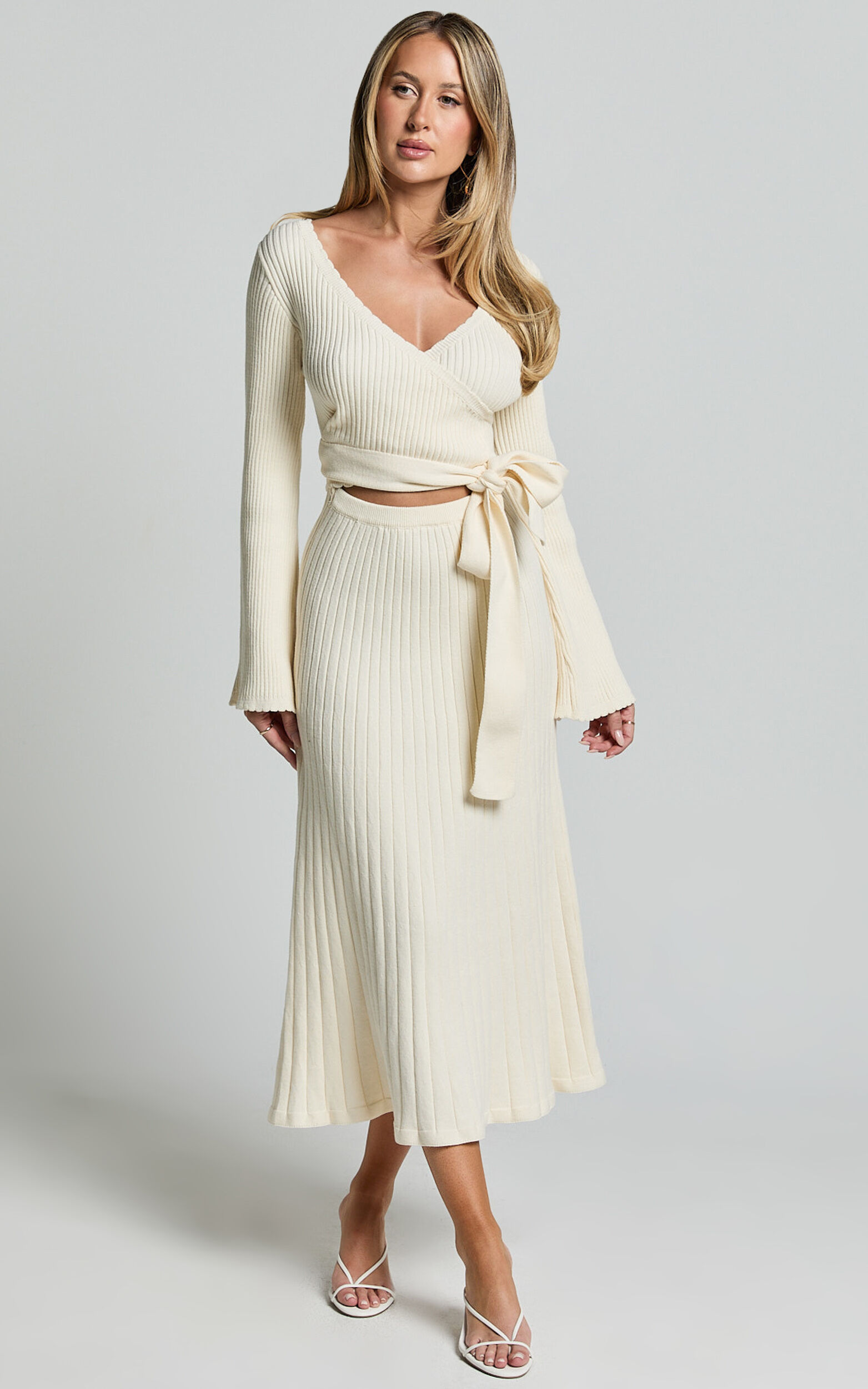 Cream wrap dress new arrivals