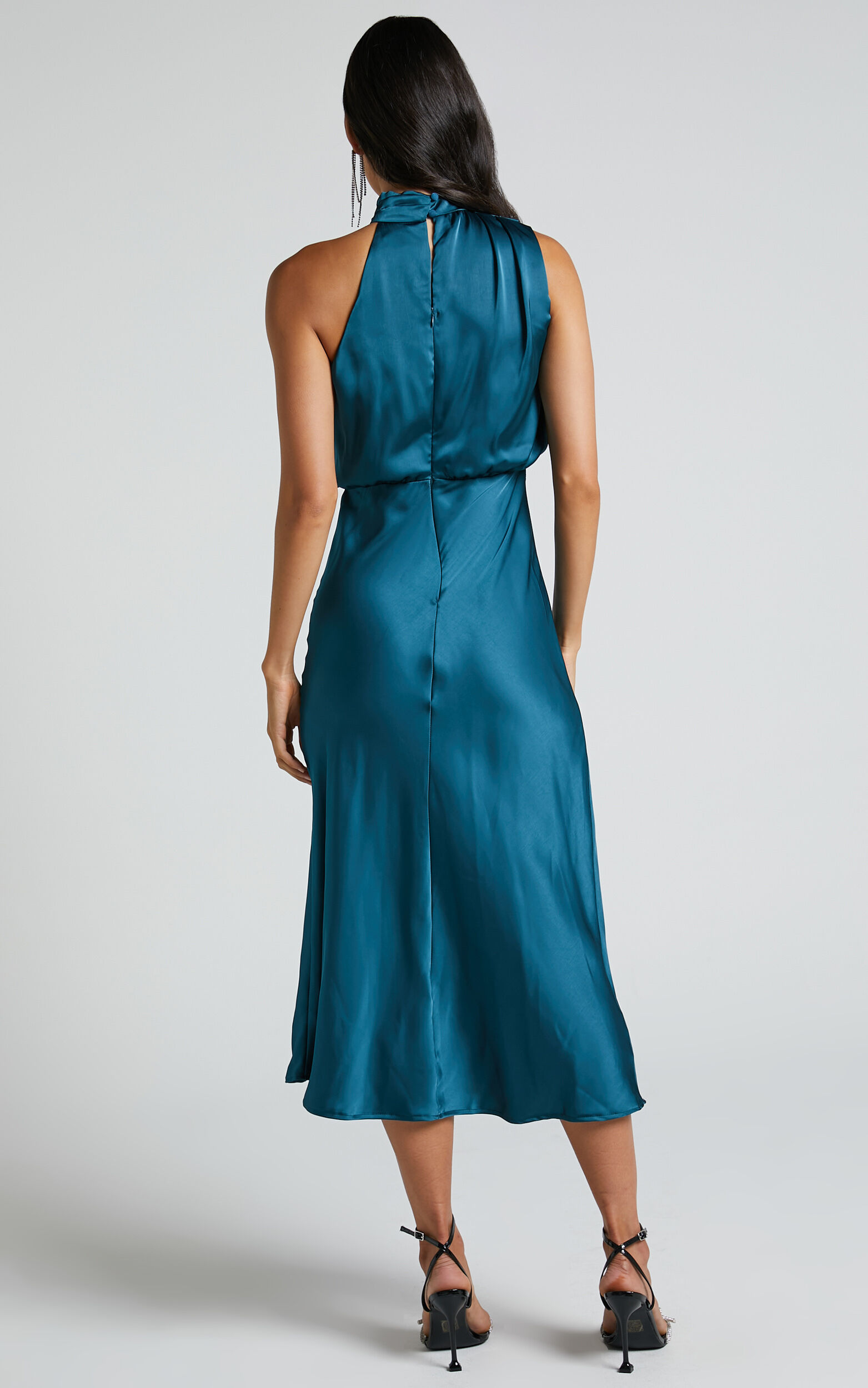Teal deals silk dress