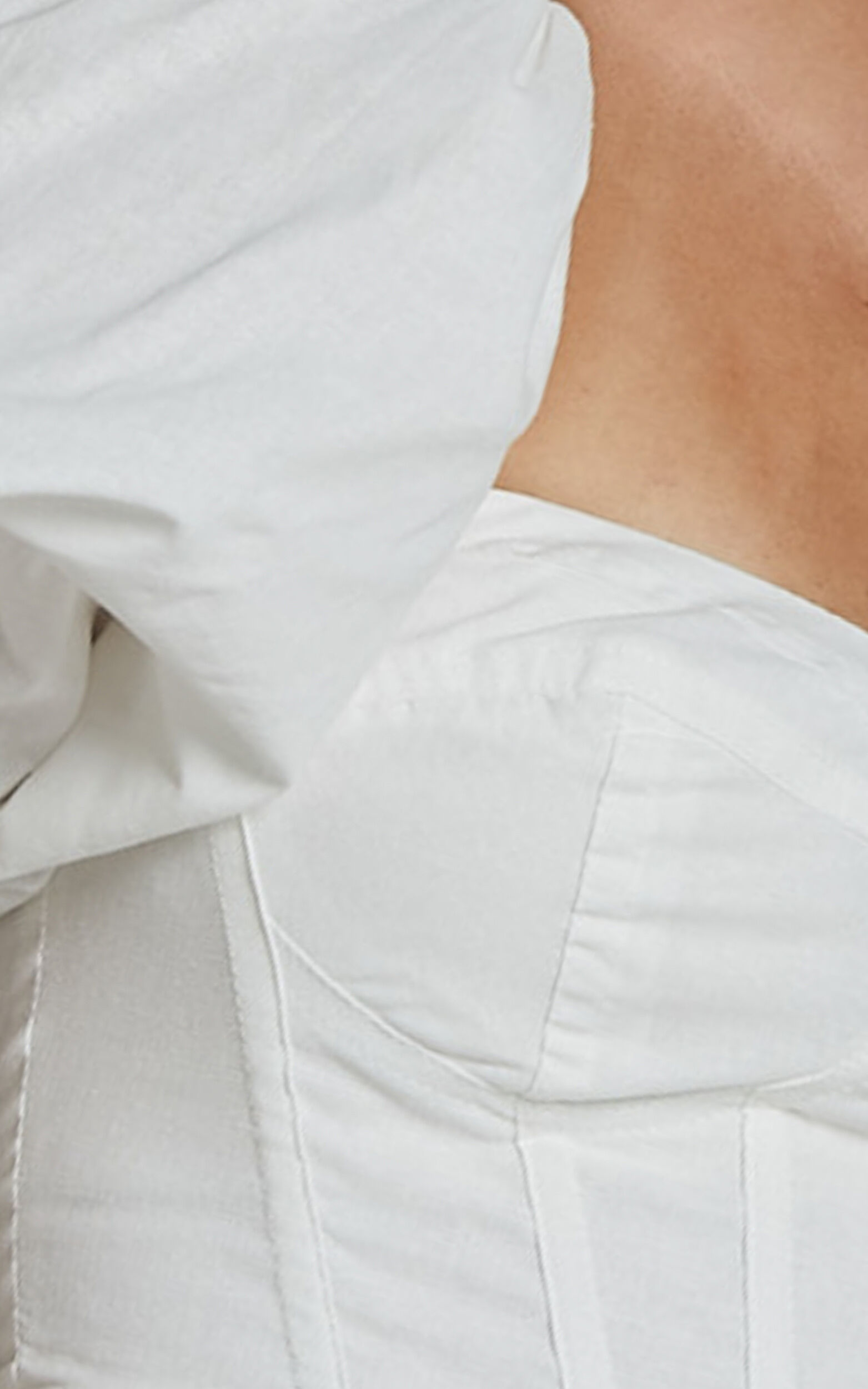 Estella Top - Puff Sleeve Corset Bustier Top in White