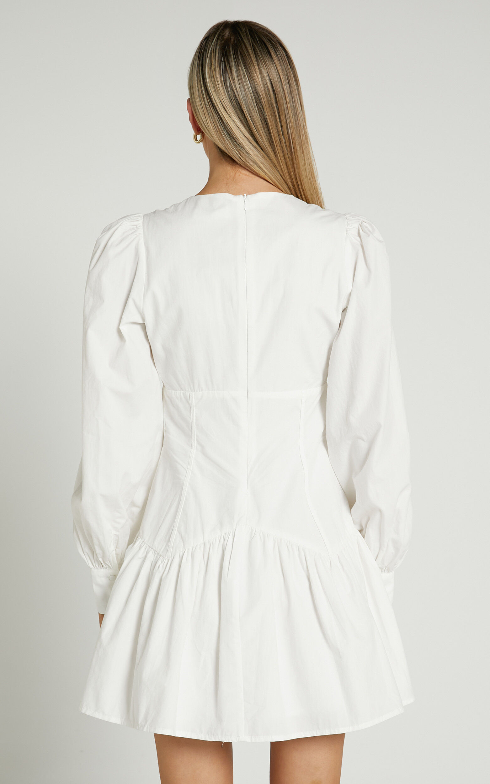 White long sleeve corset on sale dress