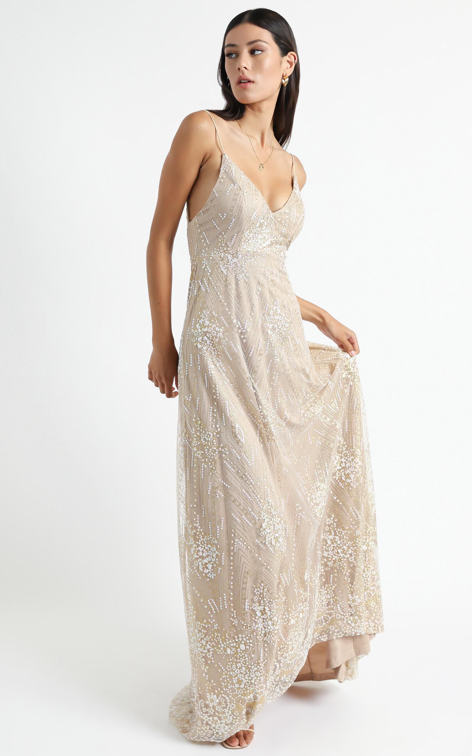 Called out dress in gold hot sale sparkle