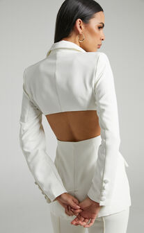 Chona Blazer - Tailored Hourglass Cut Out Blazer in White